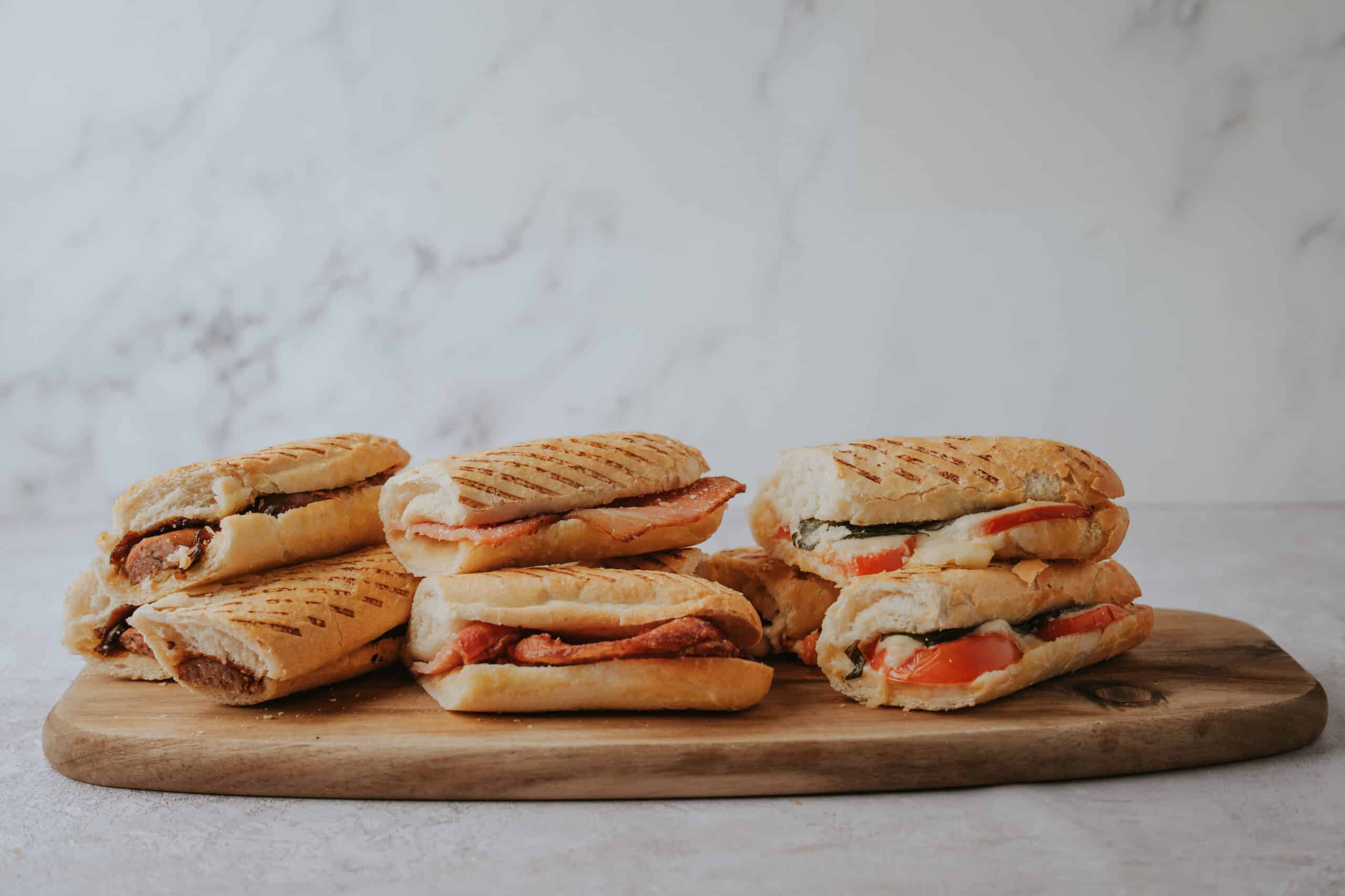 Wedding evening food Warm Filled Paninis