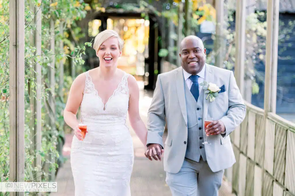 Bride and Groom at Rustic Barn Wedding Cambridgeshire