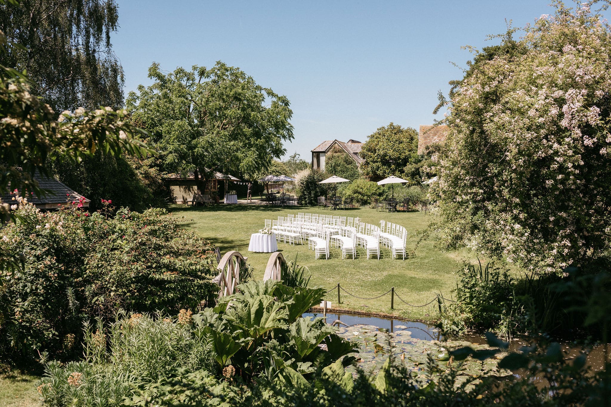 Summer Garden set for outdoor wedding ceremony