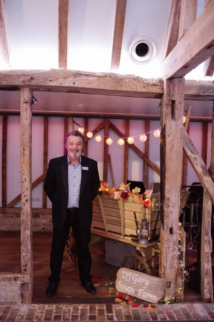 South Farms' House DJ Gary ready to entertain guests at our Barn Wedding Venue