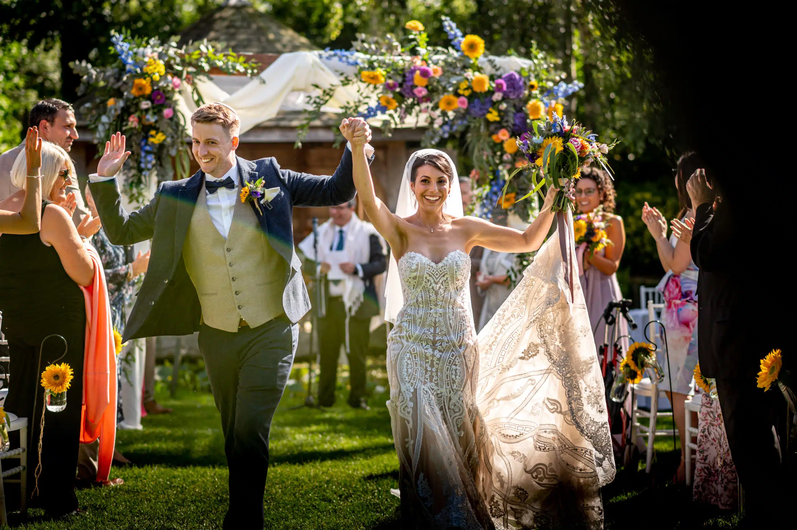 Jewish Couple Just married in garden ceremony