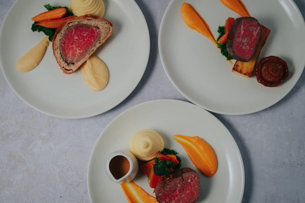 Choice of three beef dishes served at South Farm Wedding Venue