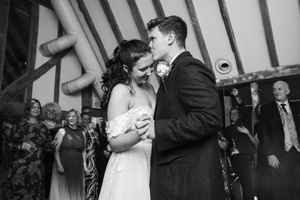 Bride and Groom First Dance at Barn Wedding Venue