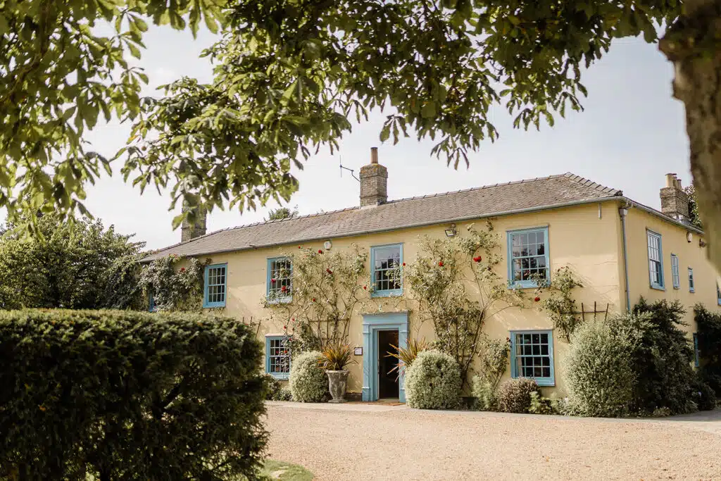 Outdoor wedding venue Country farmhouse on a sunny day