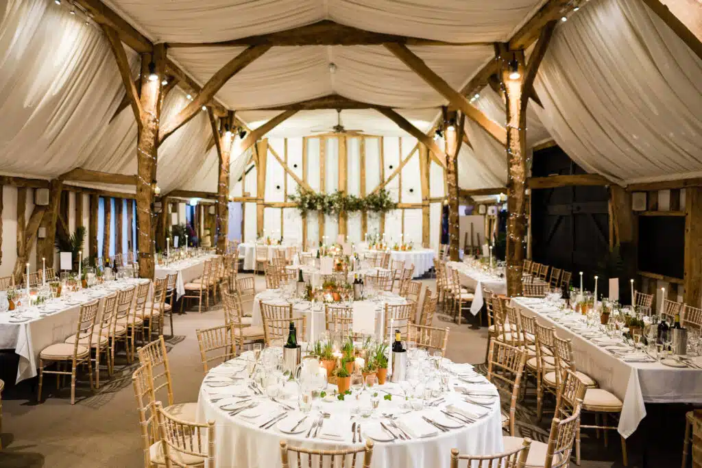Rustic Wedding Barn set for meal