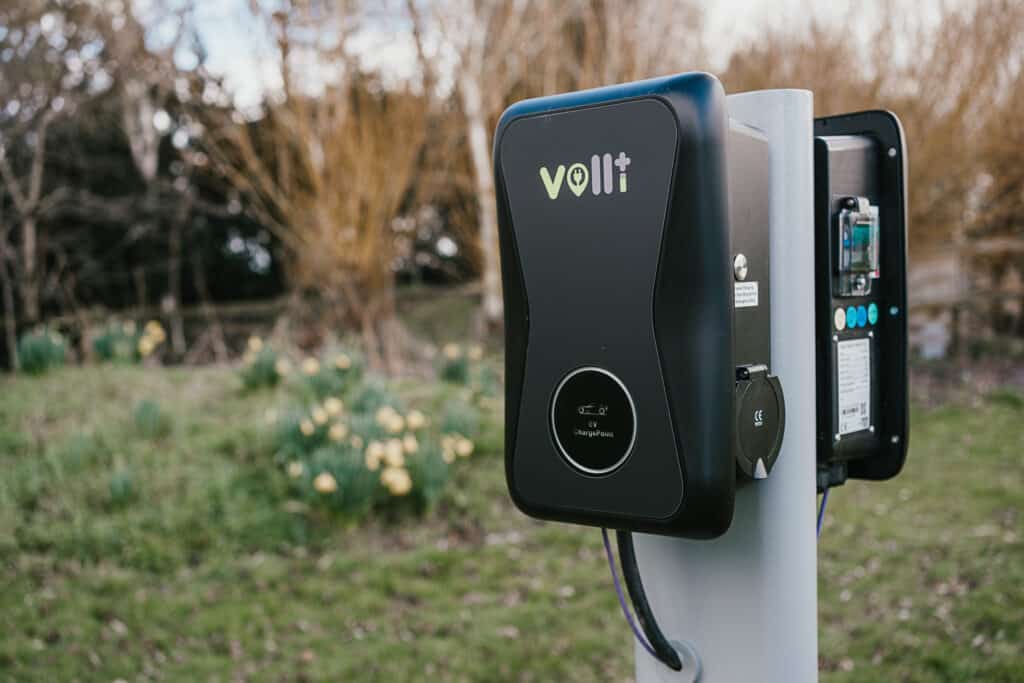 EV Car Charger at sustainable wedding venue 