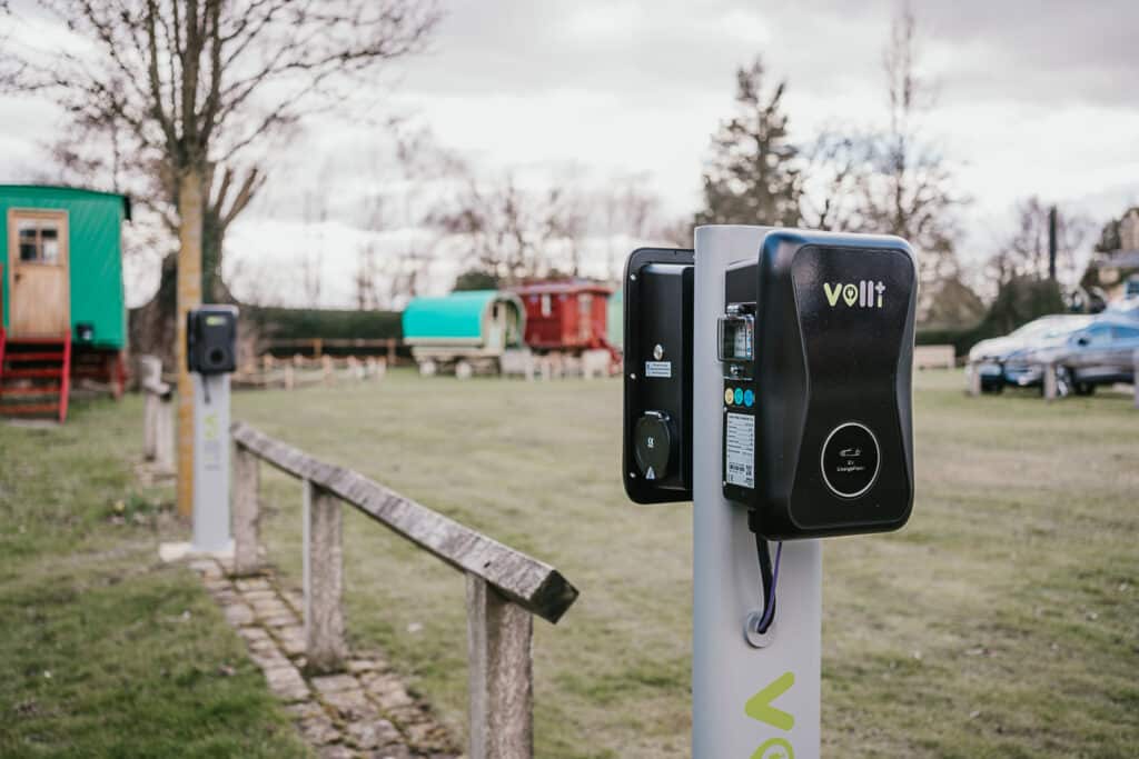 EV Car Chargers at sustainable wedding venue 