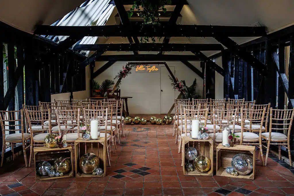 Barn Wedding Venue set for wedding ceremony
