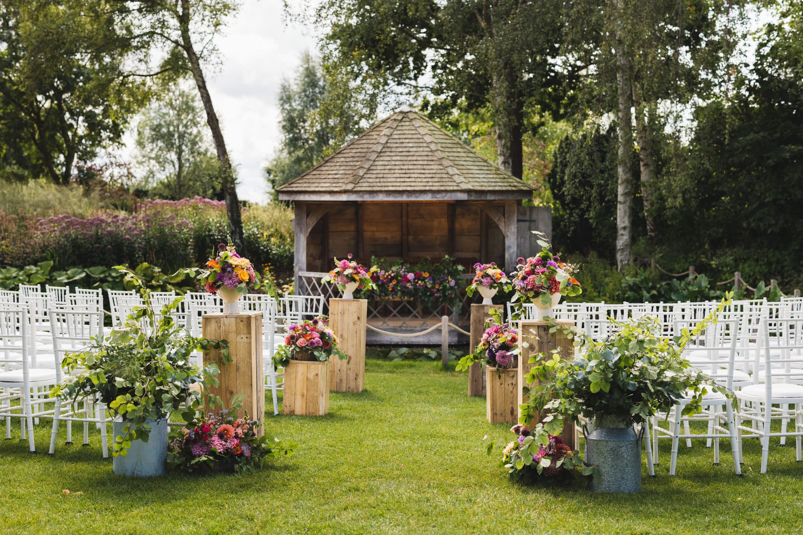 Garden set for wedding ceremony