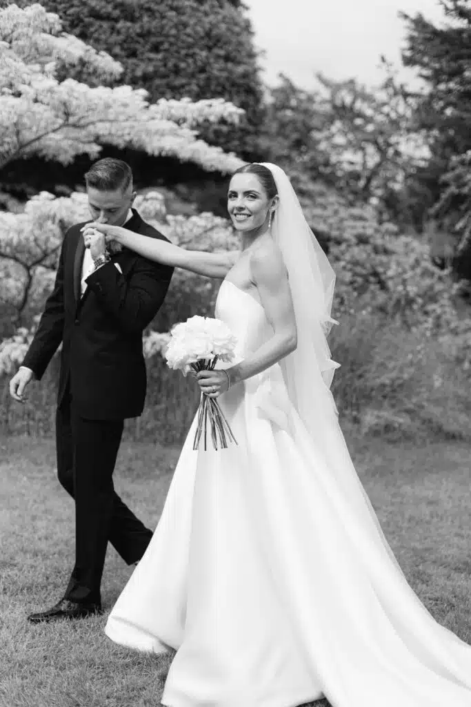 Bride and Groom sharing a special moment after their garden ceremony 