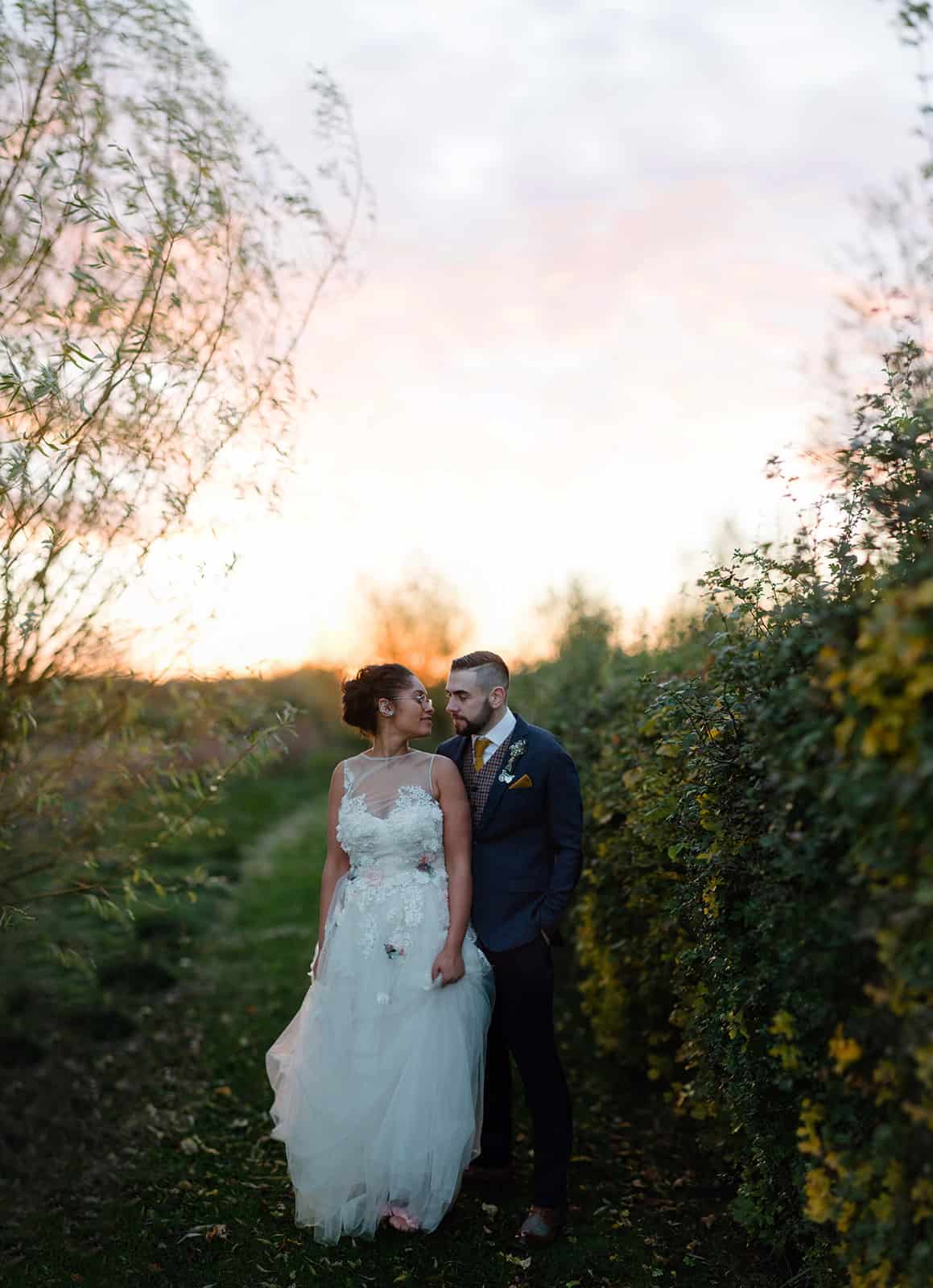Cambridge Rustic Farm Wedding at sunset