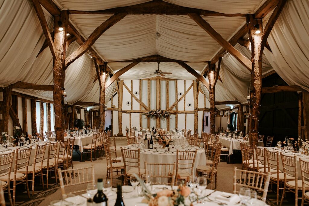 Barn Wedding Venue set for meal