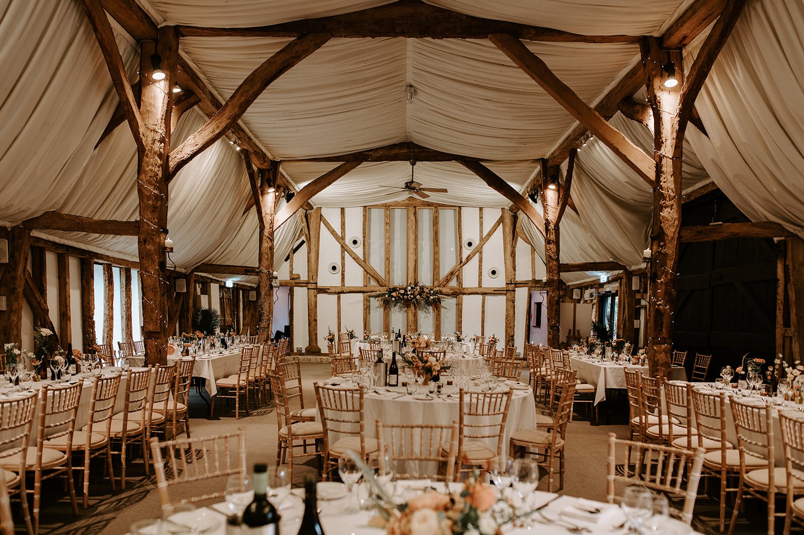 Barn Wedding Venue set for meal