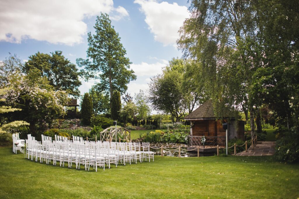 Outdoor garden Wedding Ceremony at South Farm,