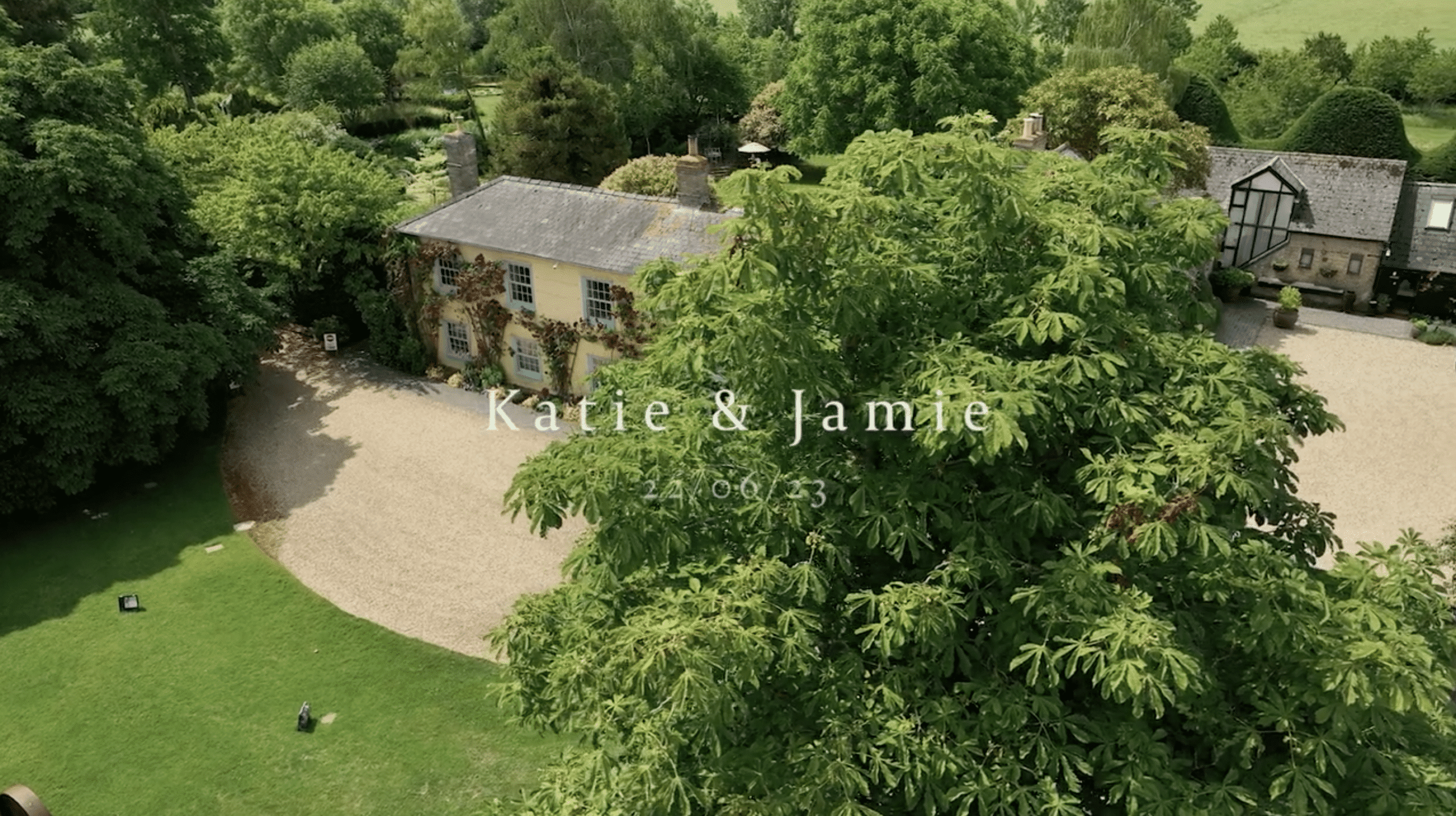 Aerial Drone Image of stunning country house wedding venue