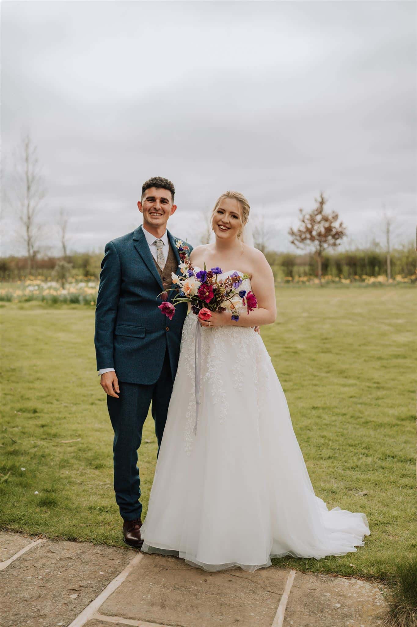 Bride & Groom at Spring Wedding farm wedding venue