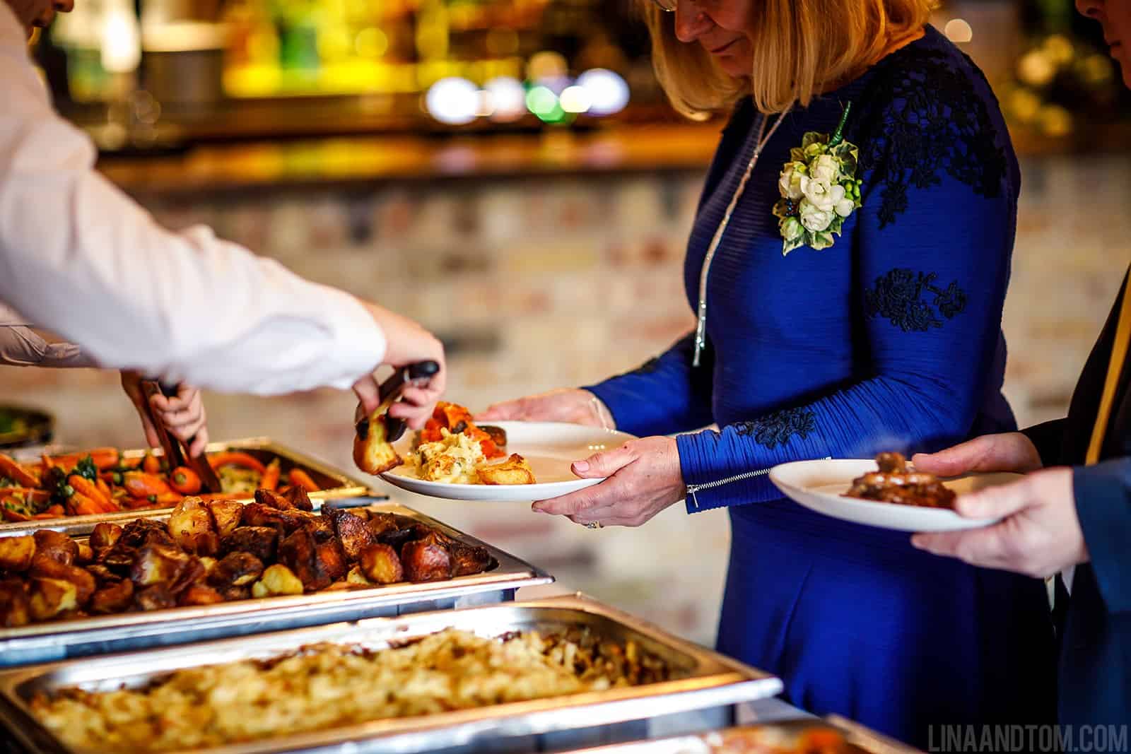 Waiter Served Wedding Buffet at Sount Farm Wedding Venue