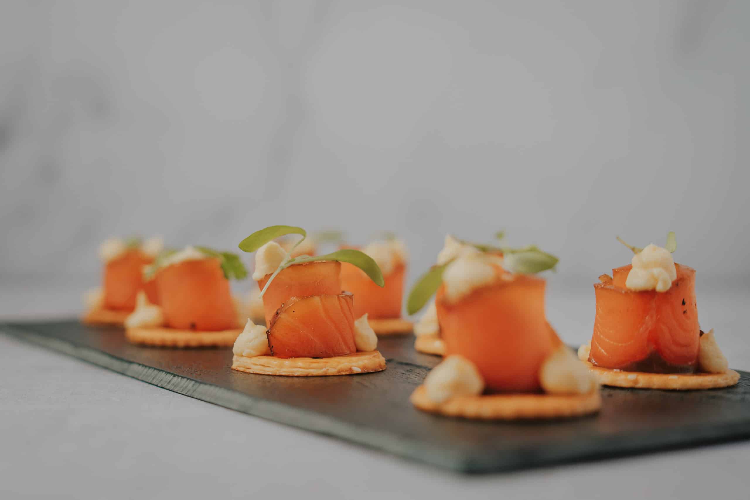 South Farm Canapes Salmon on Sesame Puff Pastry