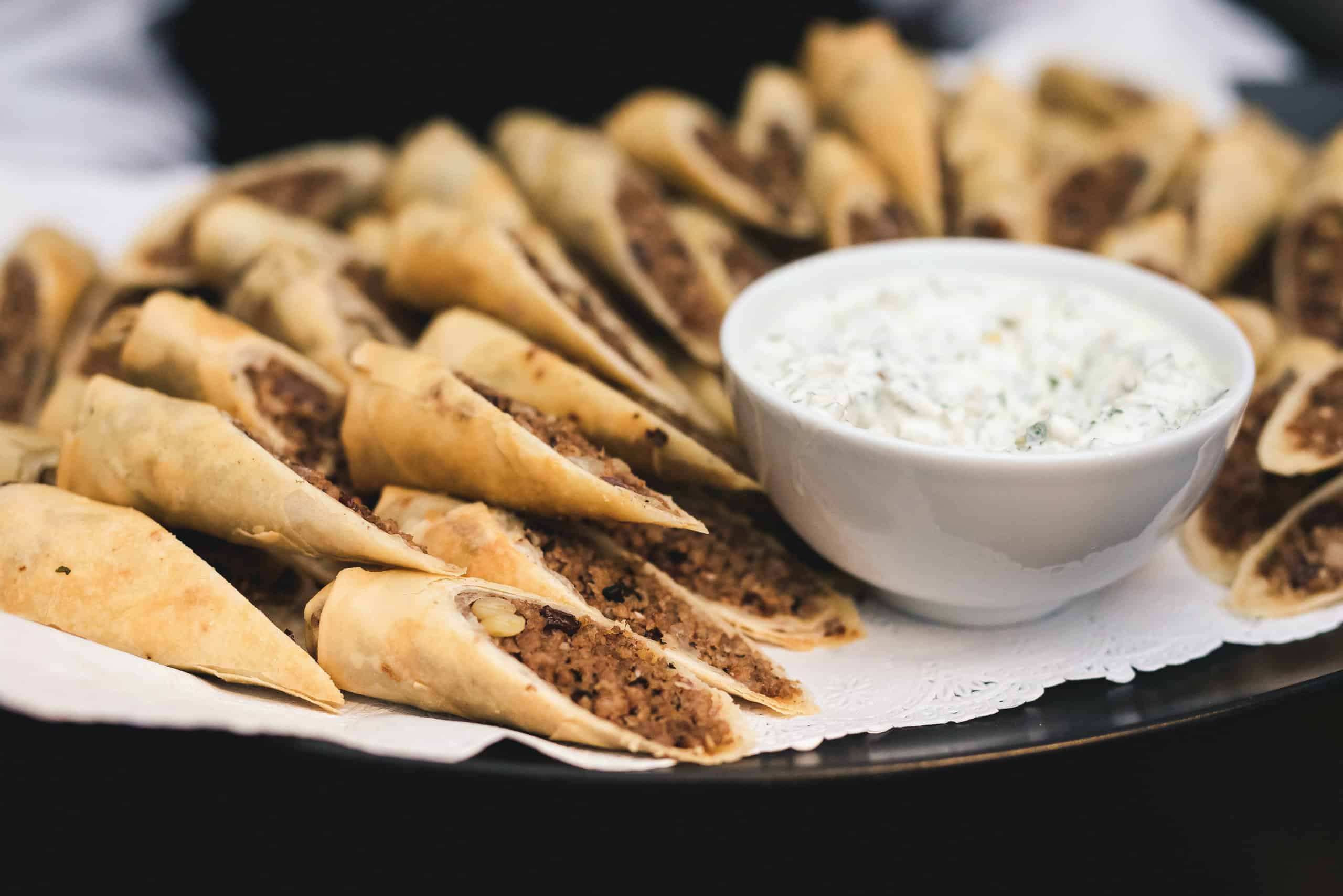 Canapes being served at Hertfordshire wedding venue