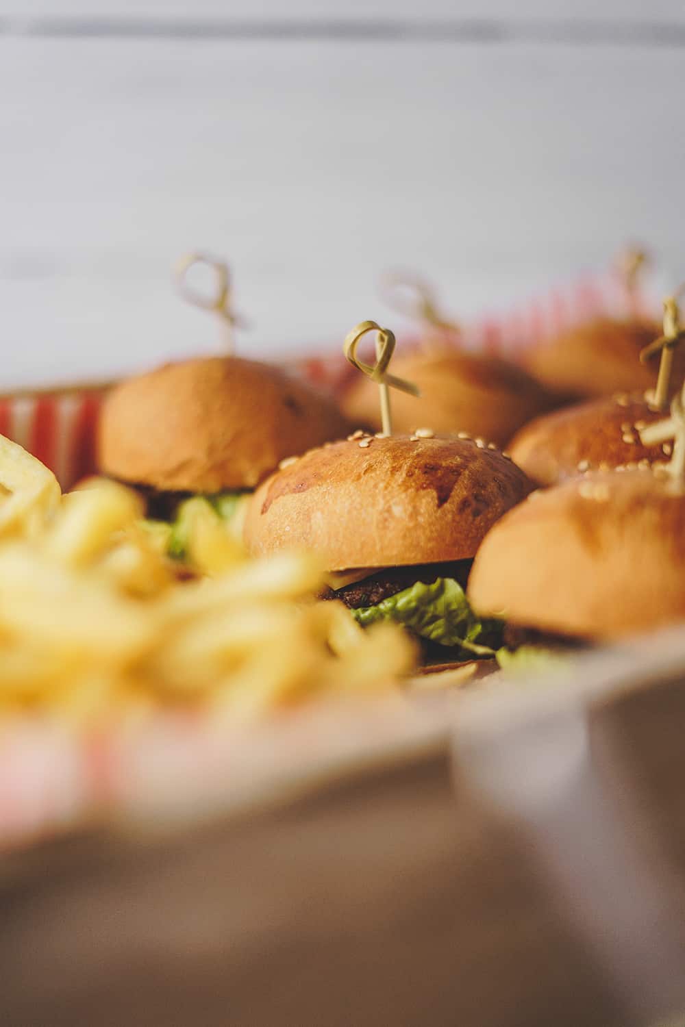 mini burgers served at wedding