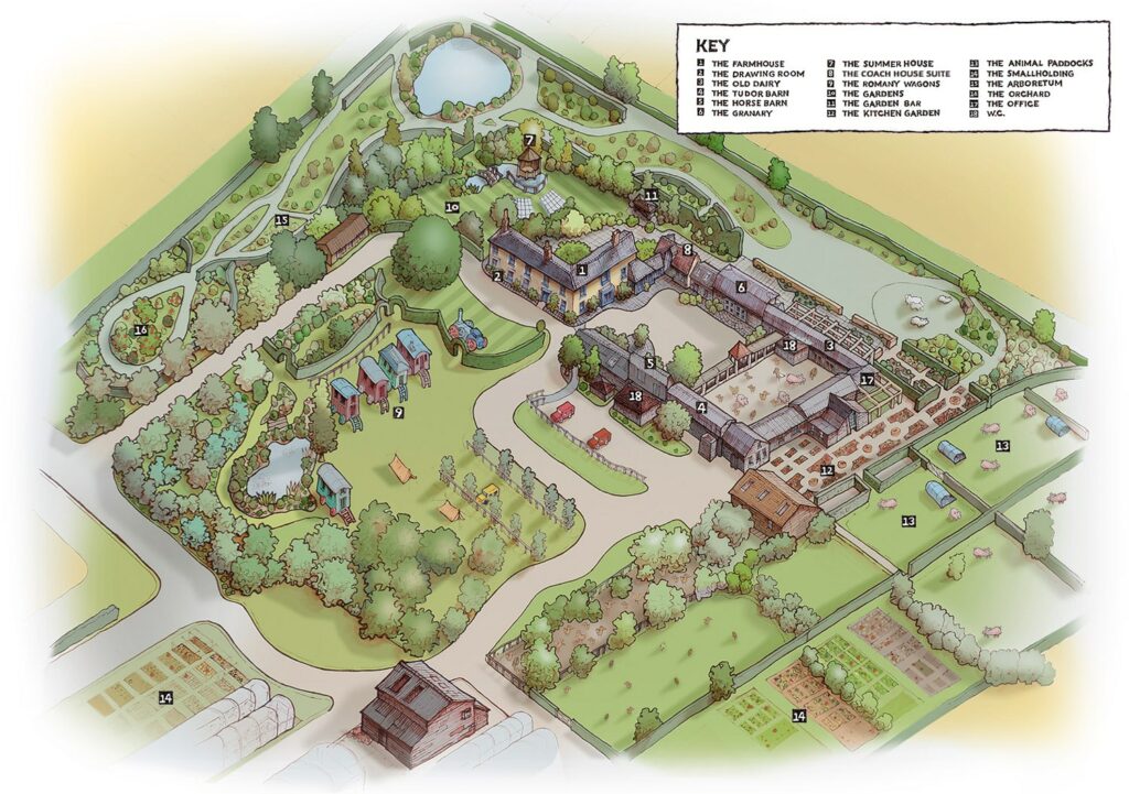 South Farm Wedding Venue - Illustrated Map