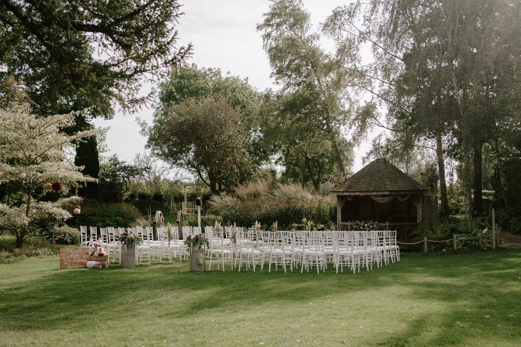 Wedding garden set for ceremony cambridgeshire