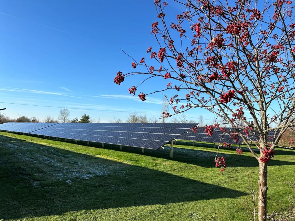 New eco solar panels at South Farm eco conscious wedding venue in Cambridgshire